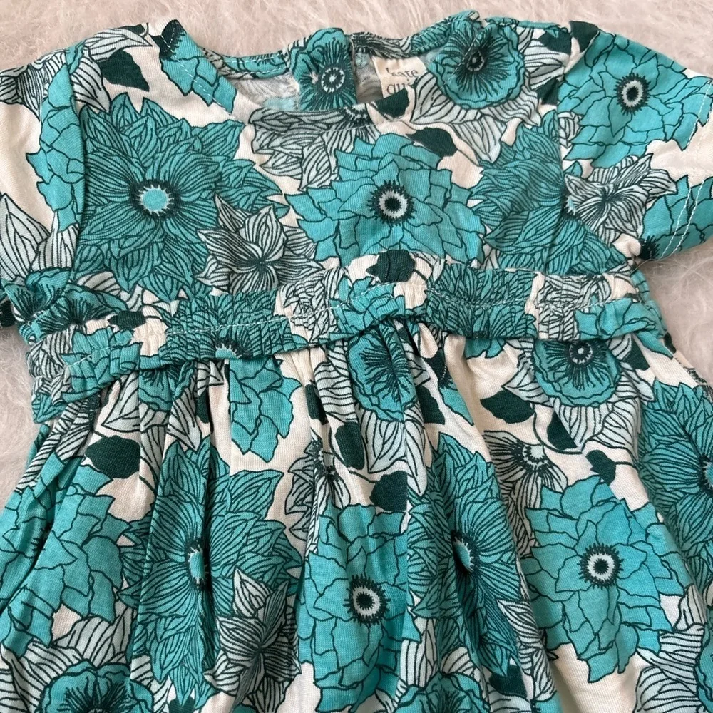 Kate Quinn Teal Retro Mod Floral Baby Dress